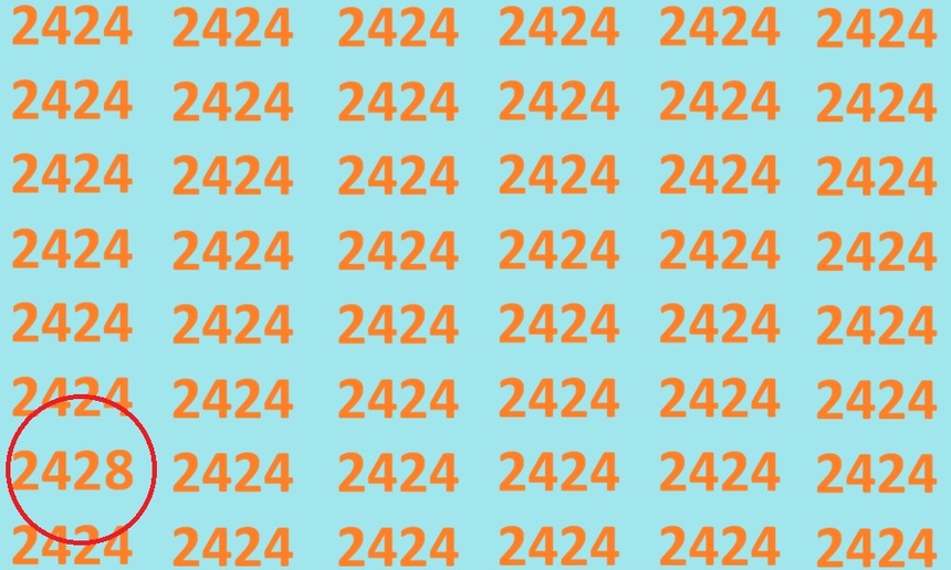 Znajdź błędnie zapisaną liczbę 2424. Rozwiązanie