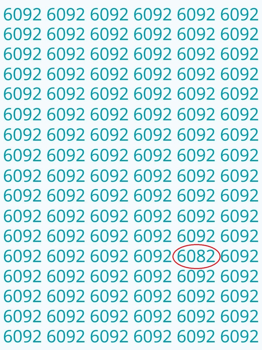 Znajdź błędnie zapisaną liczbę 6092. Rozwiązanie