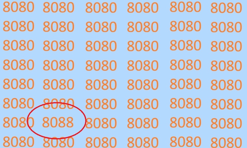 Znajdź błędnie zapisaną liczbę 8080. Rozwiązanie