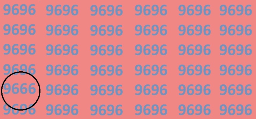Znajdź błędnie zapisaną liczbę 9696. Rozwiązanie