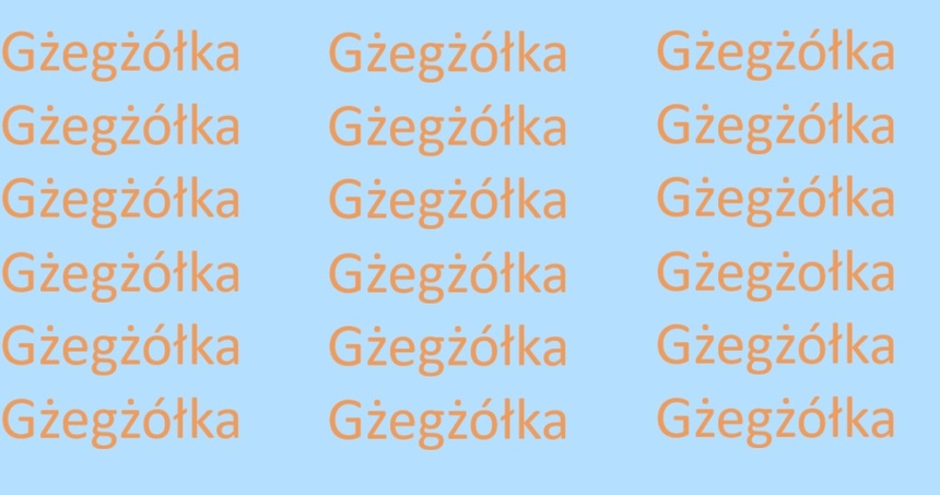 Znajdź błędnie zapisane słowo GŻEGŻÓŁKA