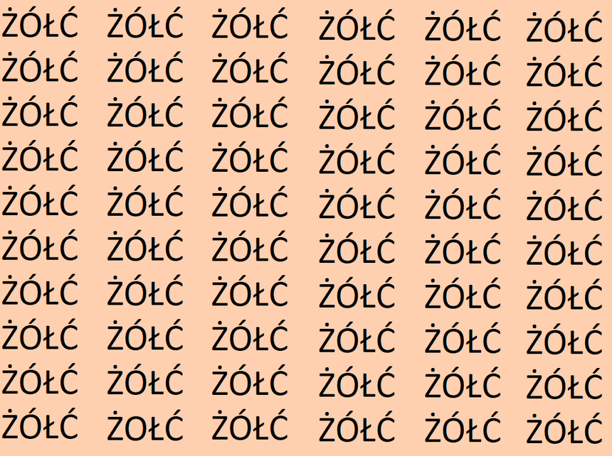 Znajdź błędnie zapisane słowo ŻÓŁĆ