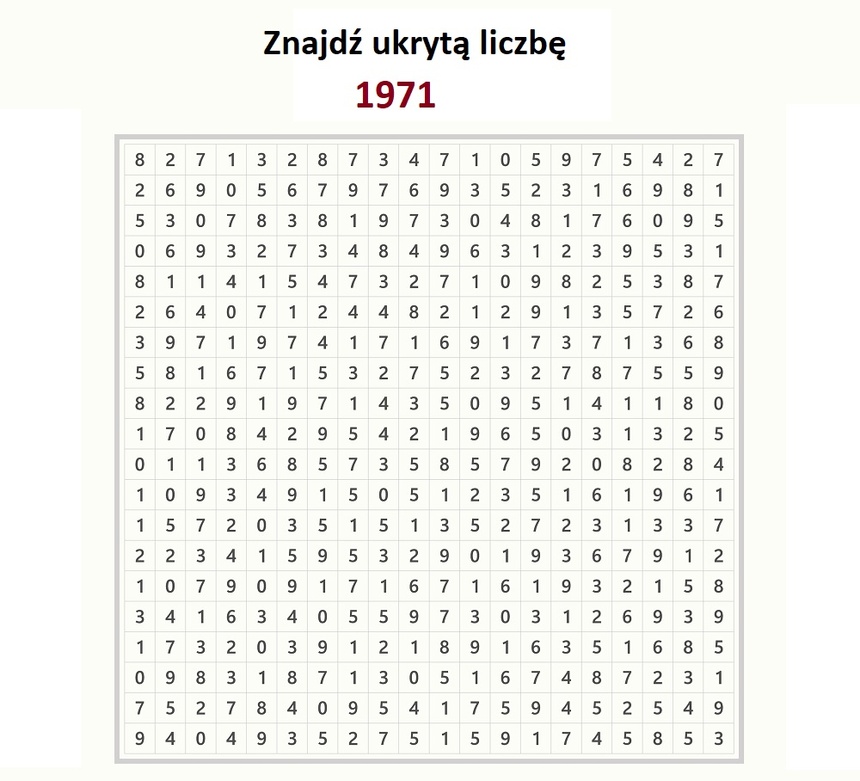 Znajdź ukrytą liczbę 1971